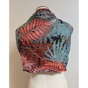 RIU Paris Women's Rectangular Multicolored Leaf Print Cotton Crinkle Long Scarf
